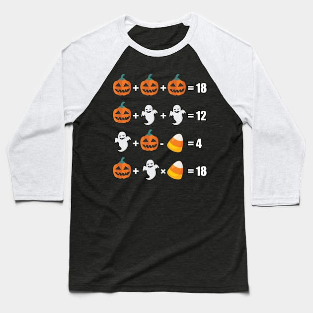 Halloween Math Teacher Math Equation Baseball T-Shirt by FamiLane